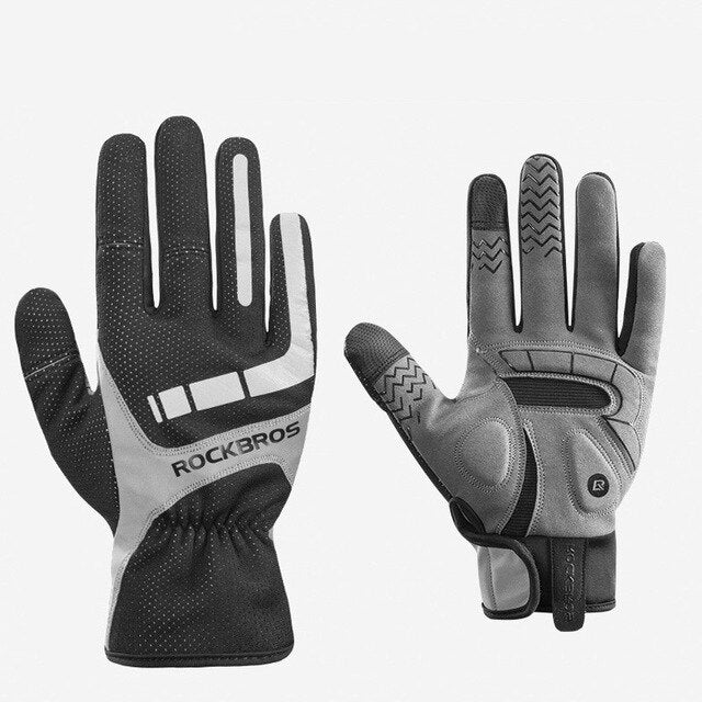 ROCKBROS Windproof Cycling Bicycle Gloves Touch Screen Riding MTB Bike Glove Thermal Warm Motorcycle Winter Autumn Bike Clothing