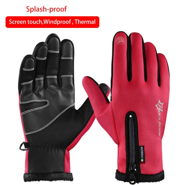 ROCKBROS Thermal Ski Gloves Men Women Winter Skiing Fleece Waterproof Snowboard Gloves Touch Screen Snow Motorcycle Warm Mittens