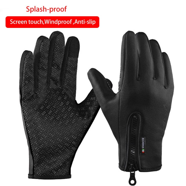 ROCKBROS Thermal Ski Gloves Men Women Winter Skiing Fleece Waterproof Snowboard Gloves Touch Screen Snow Motorcycle Warm Mittens