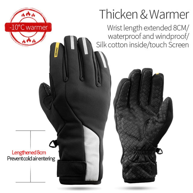 CoolChange Winter Cycling Gloves Touch Screen GEL Riding MTB Bike Gloves Sport Full Finger Motorcycle Bicycle Gloves Men Woman