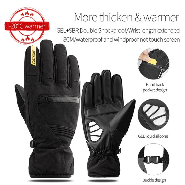 CoolChange Winter Cycling Gloves Touch Screen GEL Riding MTB Bike Gloves Sport Full Finger Motorcycle Bicycle Gloves Men Woman