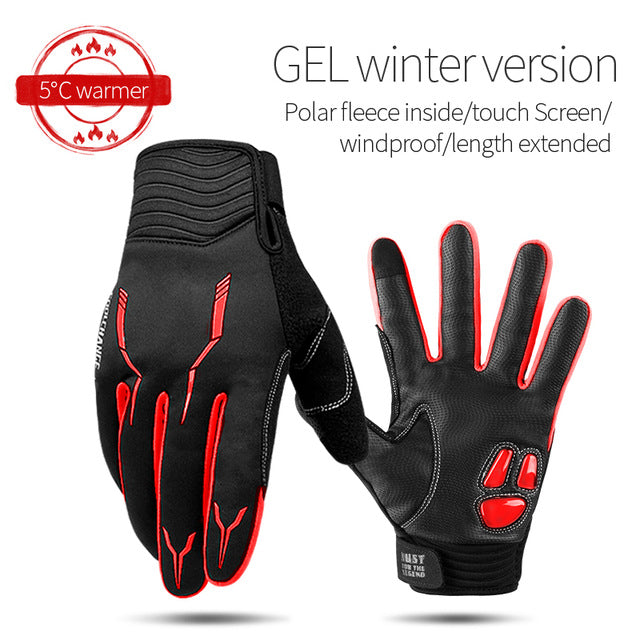 CoolChange Winter Cycling Gloves Touch Screen GEL Riding MTB Bike Gloves Sport Full Finger Motorcycle Bicycle Gloves Men Woman