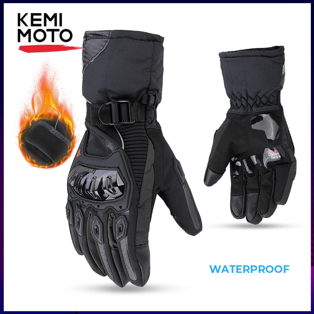 KEMiMOTO Winter Warm Motorcycle Gloves Touch Screen Waterproof Windproof Protective Winter Gloves Men Guantes Moto Luvas