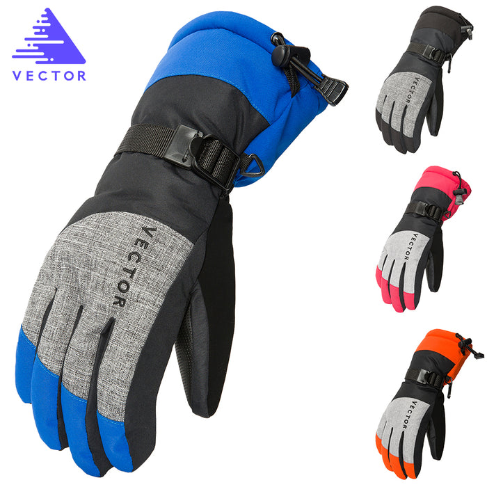 Extra Thick PU Palm Ski Gloves Winter Snow Outdoor Sport Women Men Warm Snowmobile Motorcycle Windproof Waterproof Snowboard