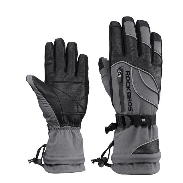 ROCKBROS Ski Gloves Motorcycle Waterproof Fleece Thermal Gloves Snowboard Snowmobile Gloves Men Women Winter Snow Gloves Male